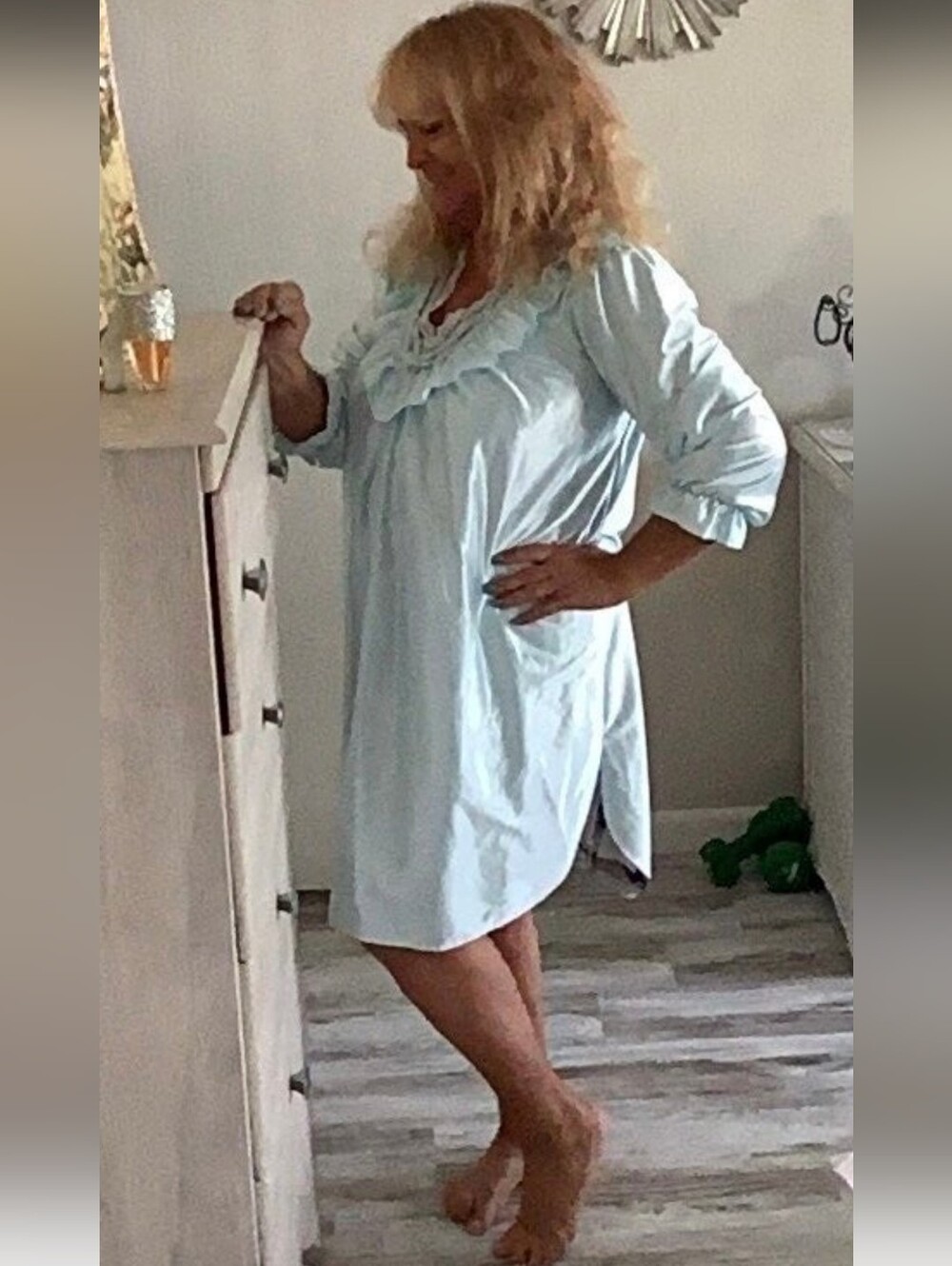 STARDUST Vintage satin babydoll nightgown Balloon Sleeves M lace🌷soft pretty